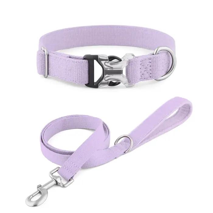 Ensemble collier et laisse pour chien Macaron, collier respirant en coton et lin pour animaux de compagnie, laisse pour petits, moyens et grands chiens, fournitures pour animaux de compagnie