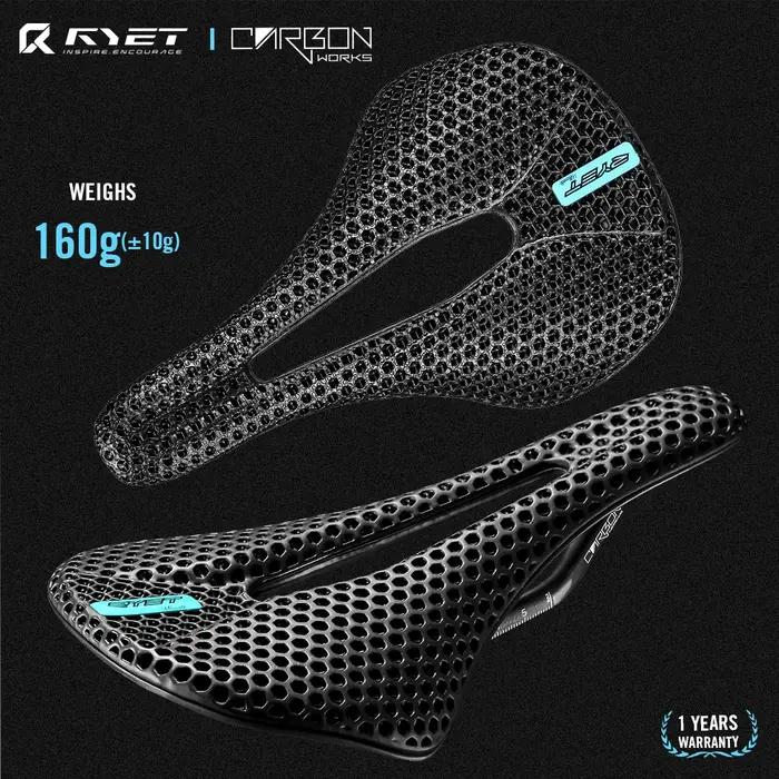 RYET 3D Imprimé Vélo Carbone Selle 140mm 143mm Super Léger Route VTT Racing Selles Siège De Vélo Cou