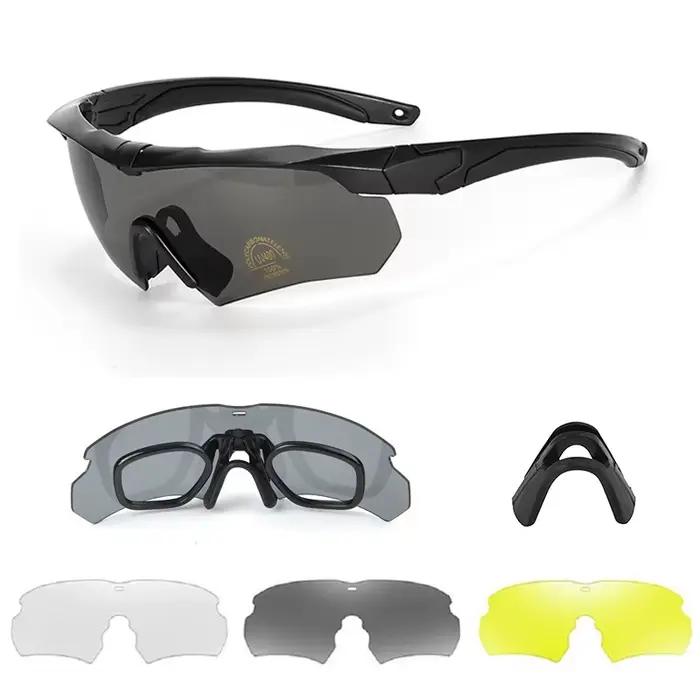 Lunettes tactiques polarisées 3 lentilles pour chasse et sports outdoor - protection vent et poussière