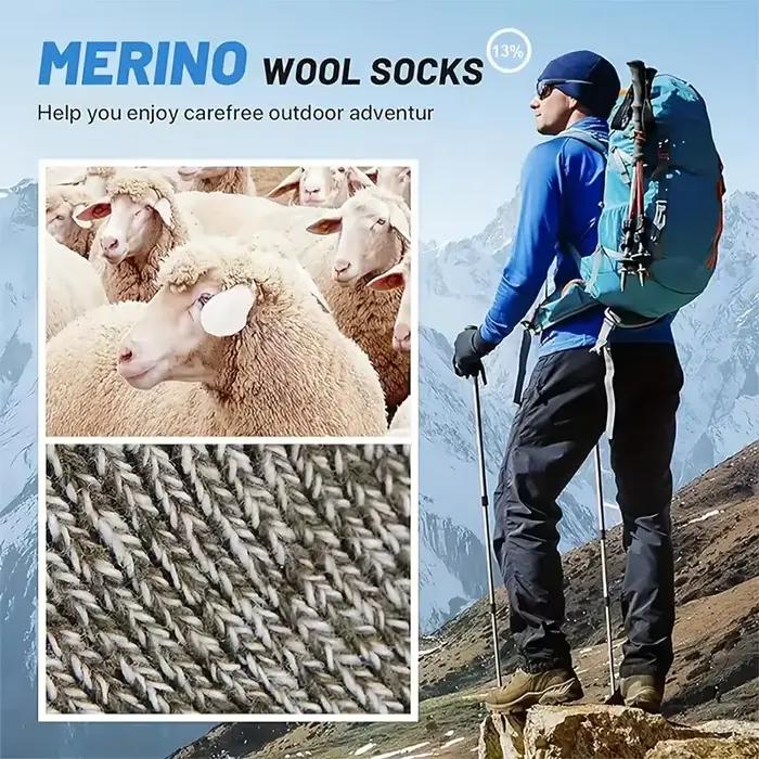 Lot de 5 paires de chaussettes homme en laine mérinos extra épaisses