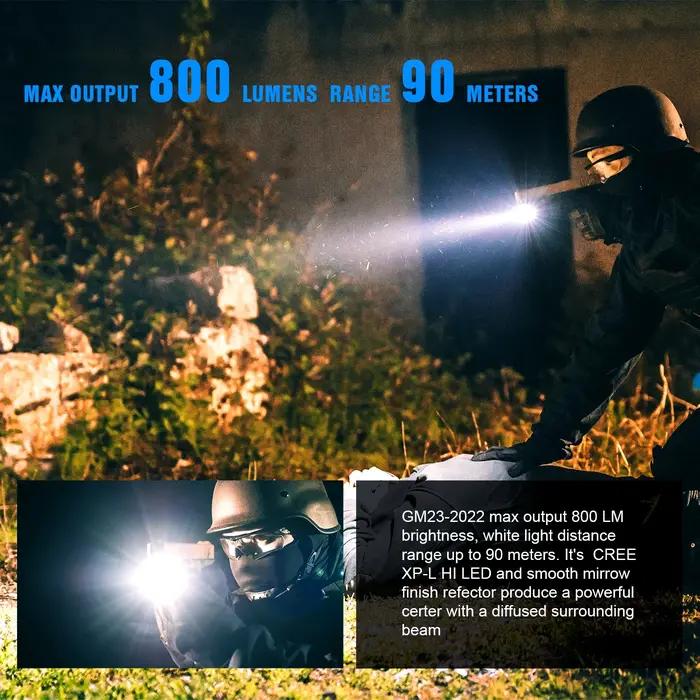 Olla Fire-Lampe de poche DulLED GM23, torche aste USB, dégagement rapide, 800 lumens, compacte, inju