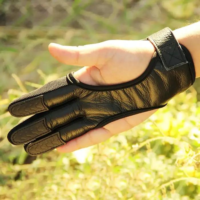 Gant professionnel tir à l'arc cuir 3 doigts protection main élastique chasse à l'arc équipement archer