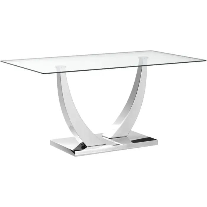 Table à manger en verre pour 6 personnes, table de salle à manger de cuisine moderne de 62,8 pouces