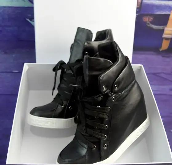 Chaussures décontractées en cuir suédé de vache noir argent femmes hauteur augmentant à lacets dames de haute qualité