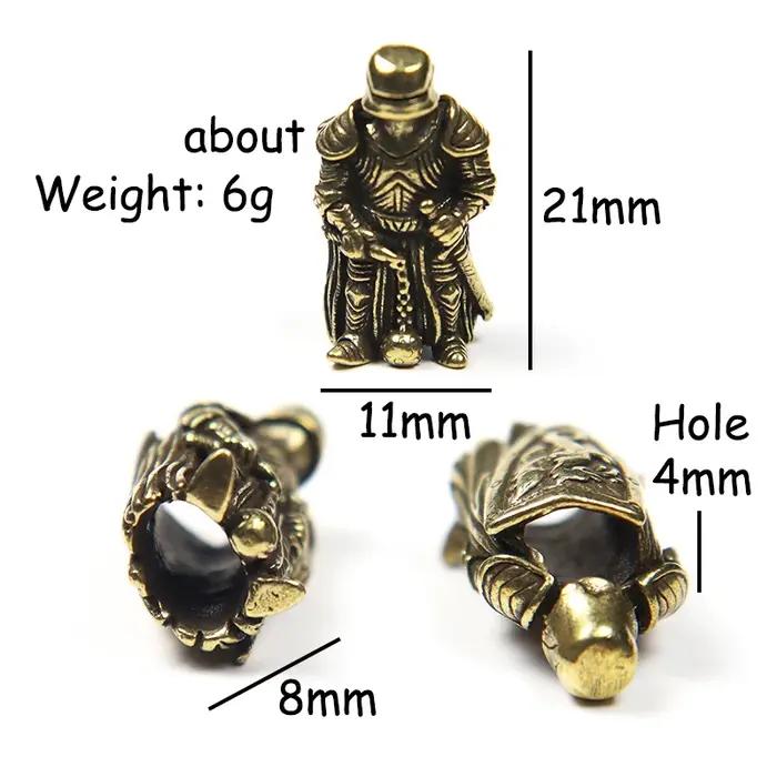 Armure Warrior EDC bricolage couteau perles lanière pendentifs couleur Vintage en laiton outils d'extérieur métal cuivre soldats paracorde accessoires