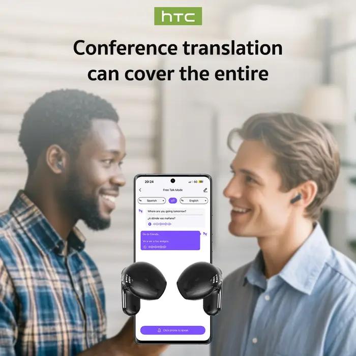 Écouteurs traducteur HTC NE20 Bluetooth 6.0 traduction vocale instantanée étanche IPX4 autonomie longue