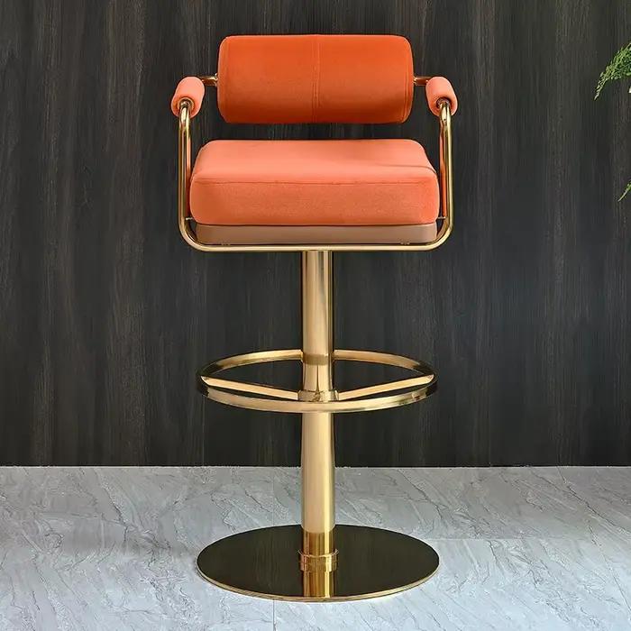 Tabourets de Bar de luxe modernes avec dossier et tabouret de Bar pivotant de comptoir de Base dorée