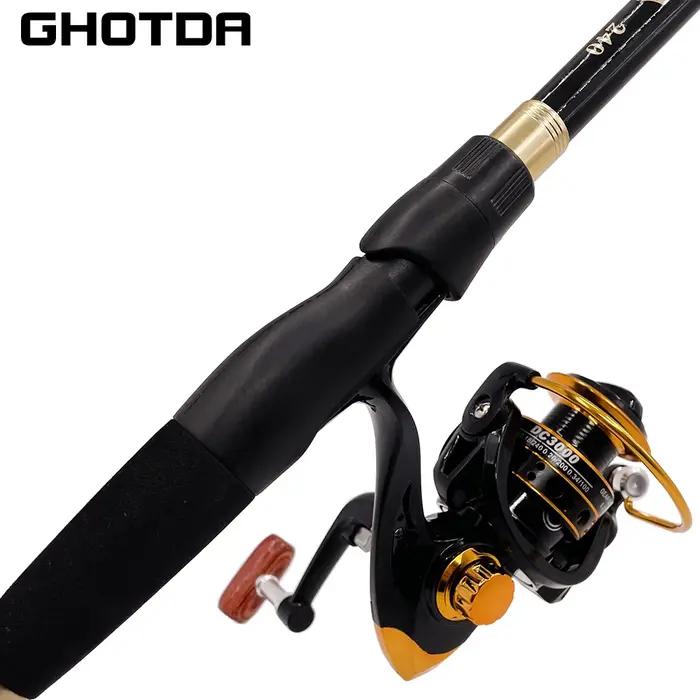 GHOTDA Combo canne à pêche et moulinet 1,6~2,4m, canne télescopique ultralégère en fibre de carbone
