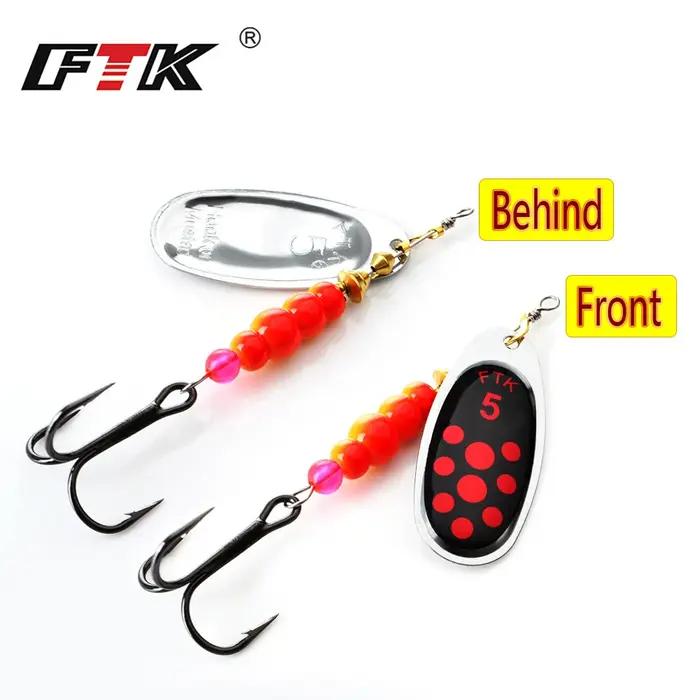 FTK 1PC Spinner Bait 1 # -5 # Leurre de pêche pour bar, leurres durs, cuillère avec hameçon triple