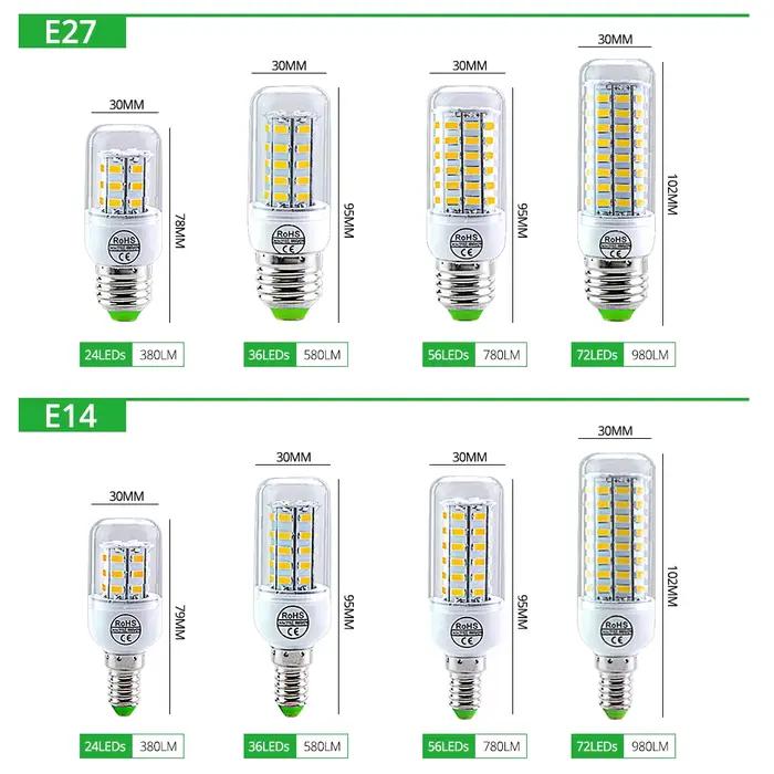 Ampoule LED épis de maïs AC 220V E14 E27 24 36 56 72 LED 5730SMD Lampada LED lustre domestique proje