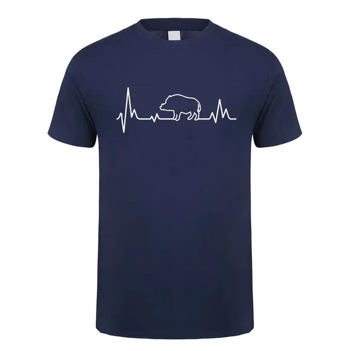 Sanglier battement de coeur chasse t-shirts coton à manches courtes hommes T-shirt mode décontracté Mans OZ-399