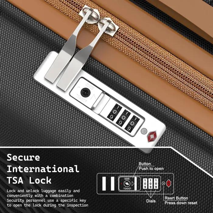 Bagage Melalenia, valise ABS à coque rigide avec serrure TSA avec roue rotative, bagage moyen léger