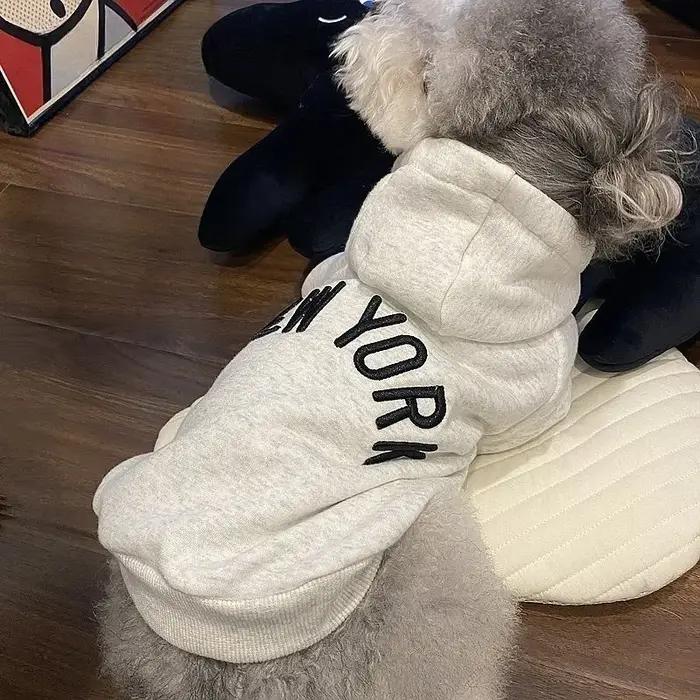 Sweat-shirts pour animaux de compagnie – Vêtements chauds printemps-automne pour chiens – Sweats à capuche en polaire épaisse avec imprimé lettres pour chiens et chats