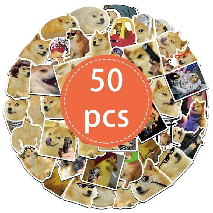 50 pièces Meme chien autocollant drôle