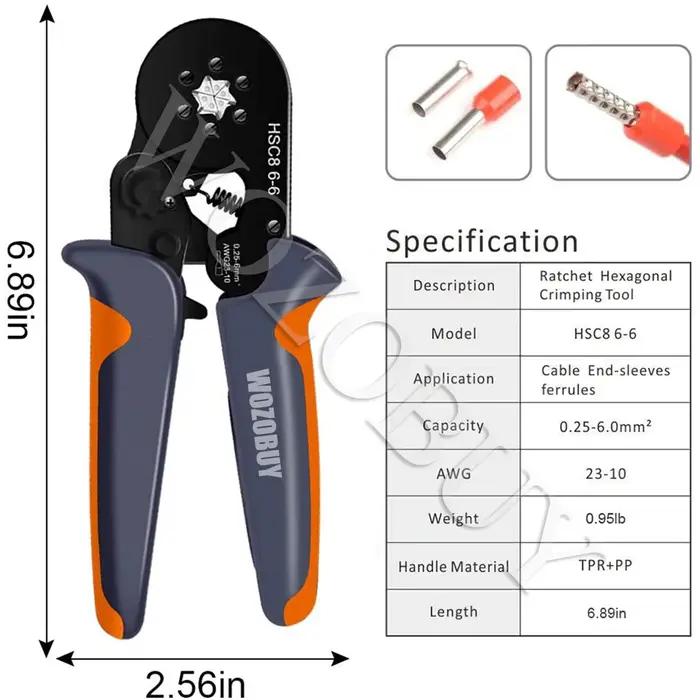Kit de pinces à sertir HSC8 6-4A/6-6A, pince coupante à dénuder Y1 avec combinaison de borne à Tube,