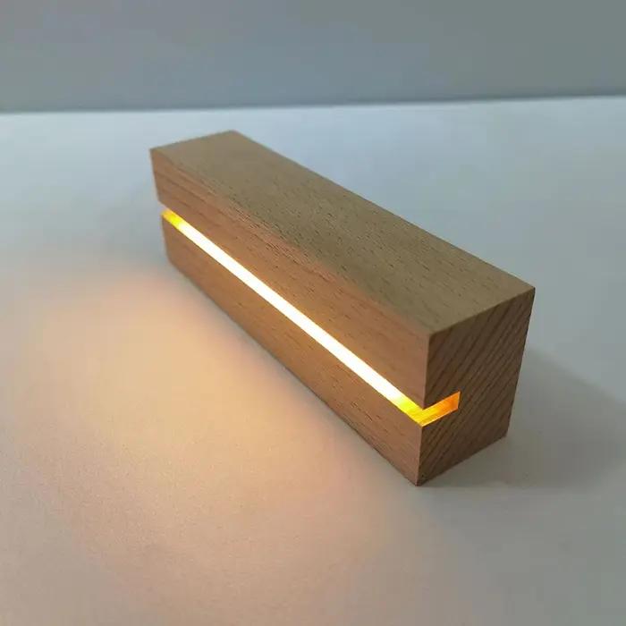 Présentoir de lumière Led à Base de bois de 5.9 pouces