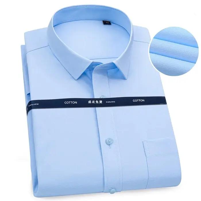 Chemise homme en coton pur solide avec col rabattu pour occasions formelles et quotidiennes