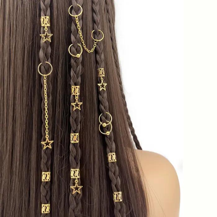 Tresses de cheveux Star Dreadlock, 32 pièces, manchettes et décorations tressées, accessoires pour c