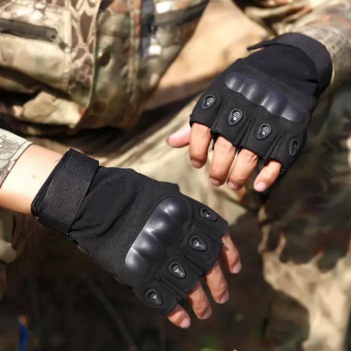 Gants tactiques demi-doigts protège-poings hommes respirants protection outdoor airsoft chasse vélo