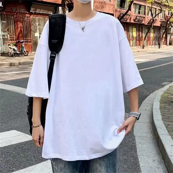 Mode solide Polyester T-shirts pour hommes t-shirt de base t-shirt décontracté hauts surdimensionnés qualité unisexe T-shirts courts T-shirts hommes vêtements