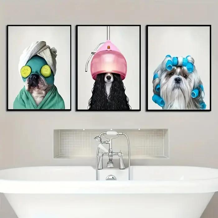Spa chiens mur Art ensemble de 3