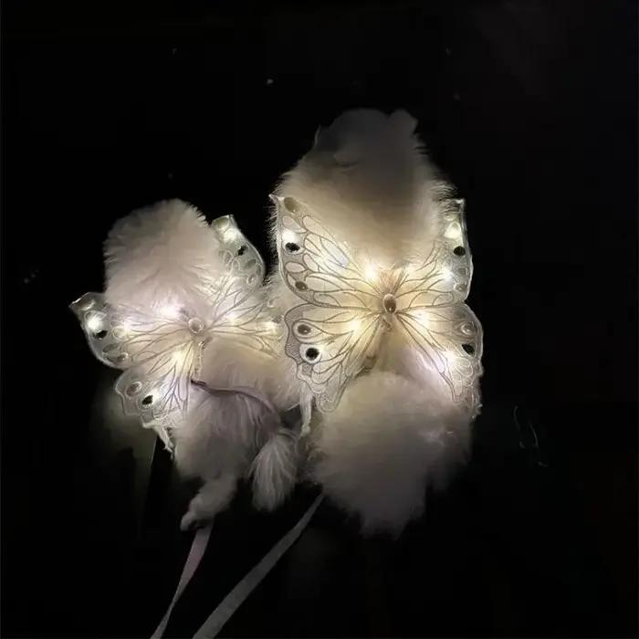 Harnais pour chien avec ailes de papillon lumineuses et tenue d'été pour petits chiens – Adorable décor de poitrine