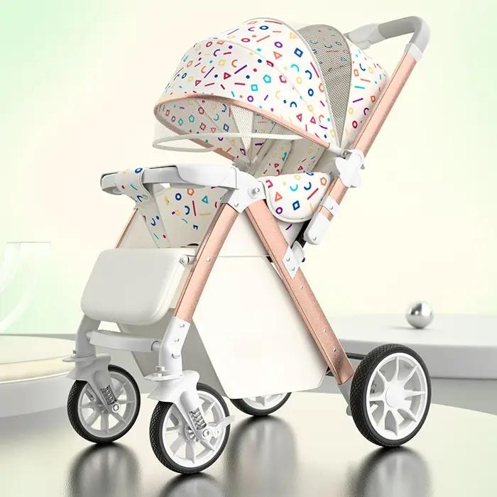 Poussette légère réversible 2 en 1 avec siège convertible pour nouveau-nés et tout-petits design compact pliable pour sorties familiales et voyages