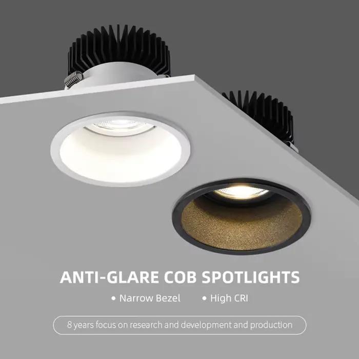 Downlight encastré Anti-éblouissement à intensité variable 7w 9w 12w 15w, projecteur Led rond de pla