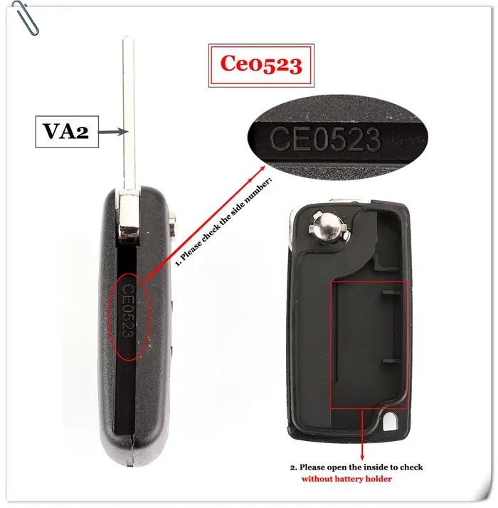 Jingyuqin – clé télécommande de voiture à 2 boutons, 434Mhz, pour citroën C4 C5 C6 C8 Xsara Picasso,
