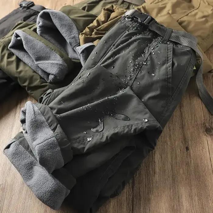 Pantalon randonnée homme polaire épais coupe-vent imperméable pour froid et travail outdoor