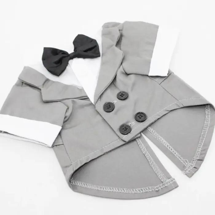 Chemise pour chien, vêtements pour chiots, costume de mariage pour animaux de compagnie, smoking formel avec nœud papillon noir, tenue pour chien pour petits chiens et chats, tenue de mariage pour chi