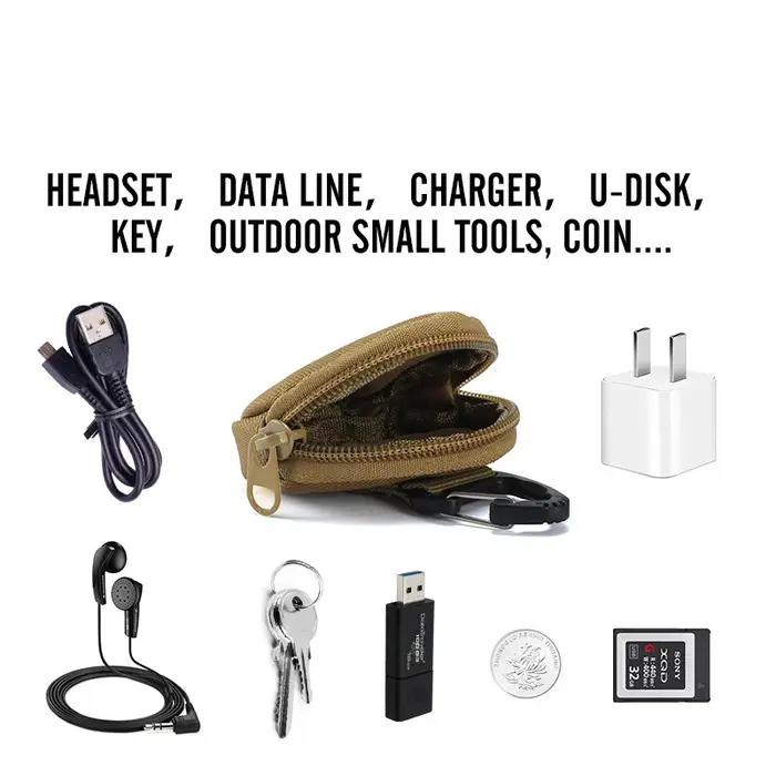 Tactique EDC hommes clé portefeuille poche extérieure Usb câble u-disque écouteur sac de rangement p