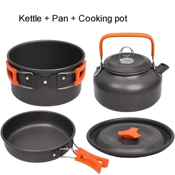Ensemble de cuisine en plein air, kit d'ustensils de camping en alliage d'aluminium pour randonnées et aventures familiales