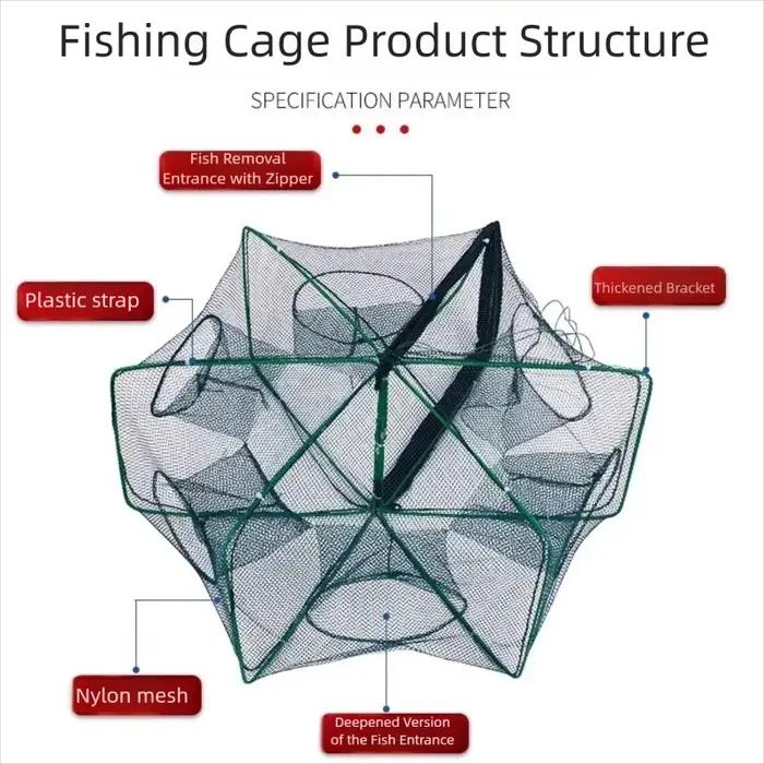 Les pièges à poissons pliables, les pièges à crevettes, les pièges à crabes, les pièges à anguilles, les pièges à crevettes de rivière et les pièges à homards peuvent attraper des poissons de différen