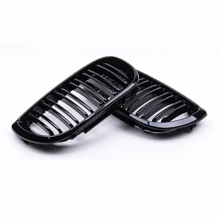Grille de rein avant de voiture noire brillante, capot à double lamelle, grilles de course pour BMW