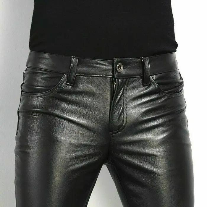 Pantalon en cuir PU pour hommes, Style Rock, à la mode, pour boîte de nuit, danse, Faux cuir, Slim F