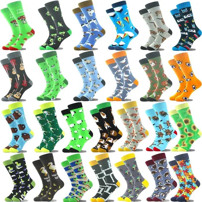 Chaussettes design avocat créatives hommes motifs yeux guitare bus animaux drôles