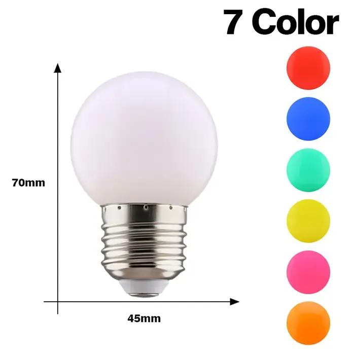 2 pièces ampoule LED colorée G45 E27 220V lampe à LED rouge jaune bleu vert rose Orange blanc noël m