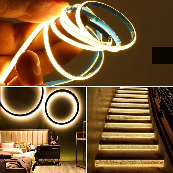 Bande lumineuse LED COB PCB 5V 3mm, USB, avec interrupteur, variateur, télécommande, 320LED, éclaira