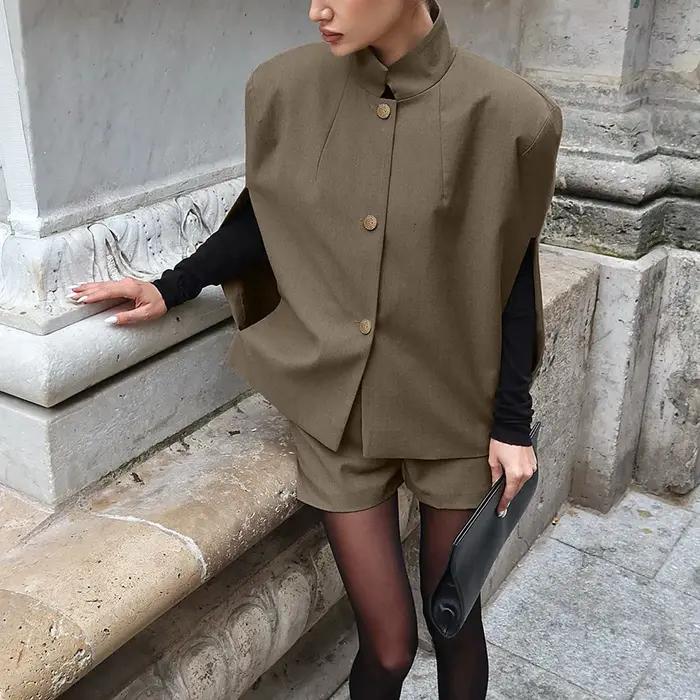Ensemble pantalon court à jambes larges pour femme, tenue quotidienne, décontractée, Chic, couleur u