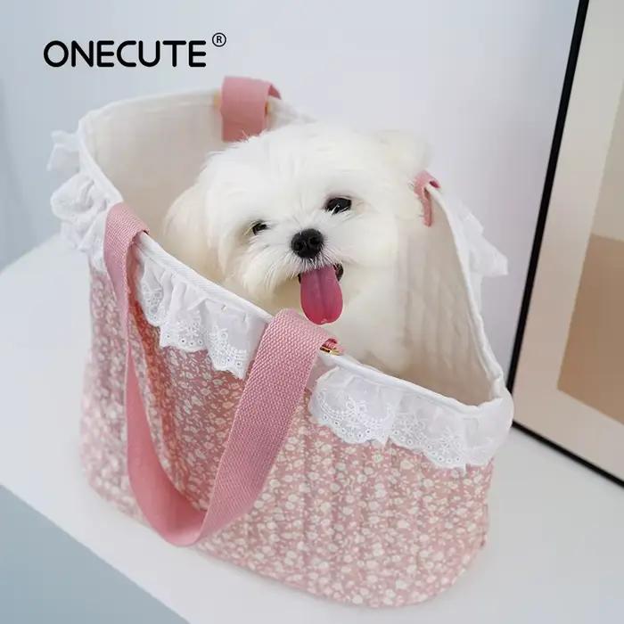 Sac de transport pour petit chien en coton respirant avec boutons pressions pour promenades et déplacements sécurisés et confortables