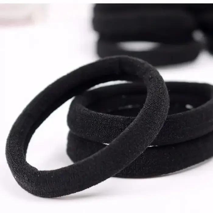 Bandes de cheveux noires pour femmes et filles, chouchous en caoutchouc à haute élasticité, porte-qu