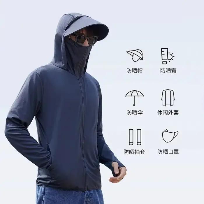 Veste à capuche pour homme en fibre de polyester
