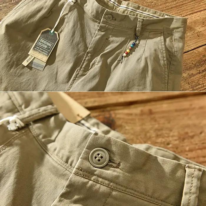 Pantalon Cargo Homme HIQOR Printemps-Automne 2026 en Coton Couleur Unie Style Vintage avec Perles – Vêtement Streetwear