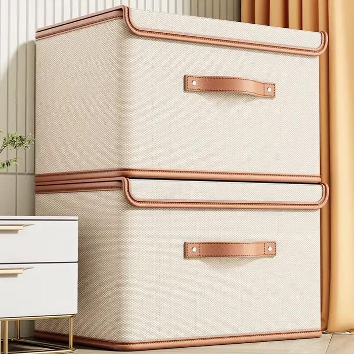 Boîte de rangement pour vêtements avec couvercle, pour usage domestique, garde-robe, sous-vêtements, boîte de rangement pour vêtements, couvertures, panier de rangement