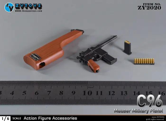 Pistolet Mauser C96 à l'échelle 1/6 modèle de collection pour figurines d'action et accessoire de jeu pour hommes de 14 ans et plus