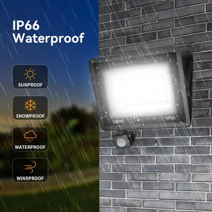 LED PIR capteur de mouvement projecteur extérieur applique murale lumière blanche 100W 50W 30W 20W 1