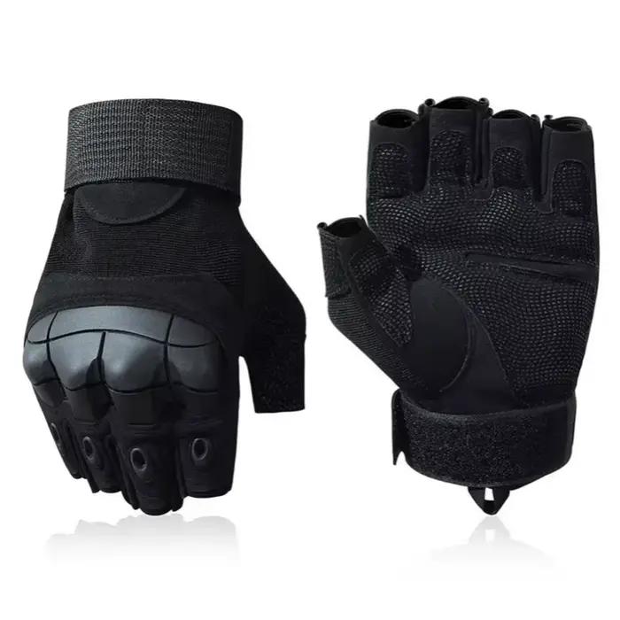Gants mi-doigts tactiques à jointures renforcées pour chasse, paintball et sports outdoor extrêmes