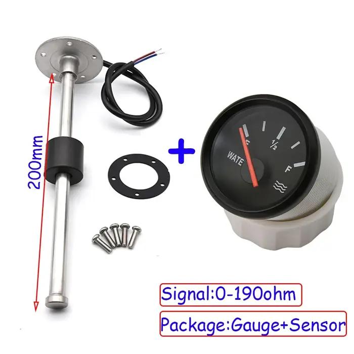 Jauge de niveau d'eau 52mm avec lumière rouge LED pour bateau, instruments marins universels pour sécurité et esthétique en navigation marine occasions spéciales