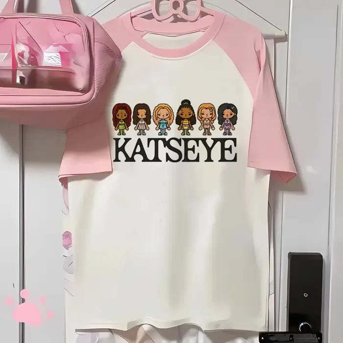 Katseye t-shirt fille années 2000 anime hip hop Pastel harajuku